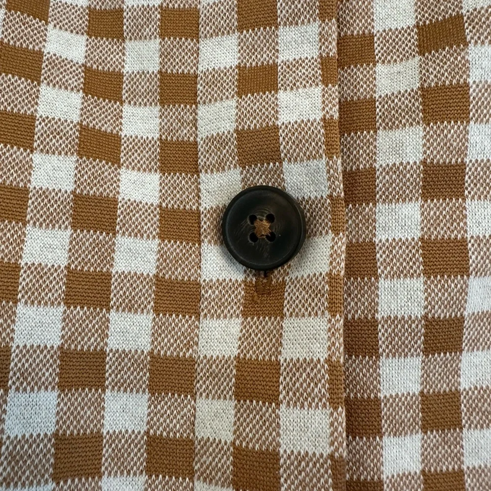 Madewell Cream and Brown Gingham Square-Neck Blouse